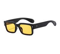 HPIRME Quadratische Damen-Sonnenbrille, Vintage-Farbblock-Brille, Herren-Nieten, schwarze, klare Linse, Sonnenbrille, Schwarz, Gelb, Einheitsgröße