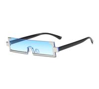 HPIRME Quadratische kleine Sonnenbrille für Damen, Retro, Vintage, einteilig, randlos, Sonnenbrille für Herren, klare Blautöne, UV400-Brille, 5, Einheitsgröße