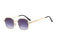 HPIRME Quadratische Retro-Sonnenbrille für Damen, modischer Farbverlauf, Metallrahmen, Punk, UV400 (Gold-Grau)