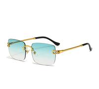 HPIRME Quadratische Sonnenbrille Damen Randlose Brille Vintage Sonnenbrille für Herren Retro Shades, C2, Einheitsgröße