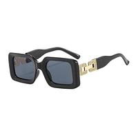 HPIRME Quadratische Sonnenbrille Damen Vintage Metallrahmen Rechteck Sonnenbrille Damen Retro Damenbrille UV400, schwarz grau, Einheitsgröße