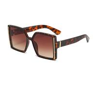HPIRME Quadratische Sonnenbrille für Damen und Herren, grüner Farbverlauf, Sonnenbrille für Herren, übergroße Brillen, Schutzbrillen, UV400, Leopard, Einheitsgröße