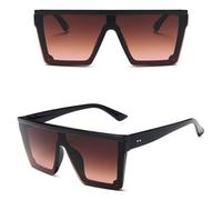 HPIRME Quadratische übergroße Sonnenbrille für Damen, flache Oberseite, Spiegel, Damen-Sonnenbrille, großer Rahmen, Brillen, UV400, Black Tea Pink, Einheitsgröße