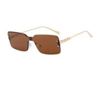 HPIRME Randlose Damenmode Rechteckige Sonnenbrille Damen UV400 (Braun)