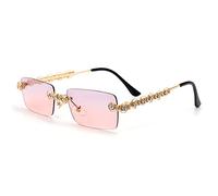 HPIRME Randlose Diamant-Sonnenbrille Damen Rechteck Steampunk Sonnenbrille Kristall Vintage Strass Brille Brillen UV400, 1, Einheitsgröße