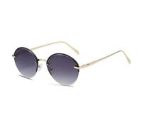 HPIRME Randlose ovale Sonnenbrille für Damen und Herren, Vintage-Luxus-Metall-Mode-Fahrbrille, UV400 (Gold-Grau-Verlauf)