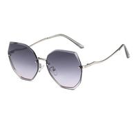 HPIRME Randlose Punk-Brille mit Metallbeinen für Damen und Herren, UV400 (Silber, Grün, Grau)