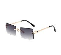 HPIRME Randlose rechteckige Sonnenbrille für Damen, rahmenlose quadratische Brille für Herren, ultraleichte UV400-Sonnenbrille, goldfarbener Farbverlauf, Einheitsgröße