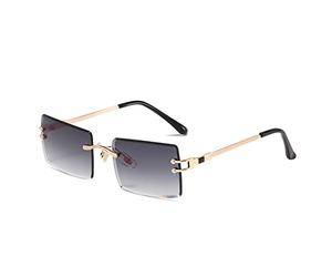 HPIRME Randlose rechteckige Sonnenbrille für Damen, rahmenlose quadratische Brille für Herren, ultraleichte UV400-Sonnenbrille, goldfarbener Farbverlauf, Einheitsgröße