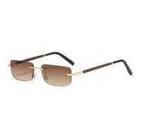 HPIRME Randlose Sonnenbrille Damen Herren Vintage Rechteck UV400 Autofahren Brille Rahmenlos Farbverlauf (braun)