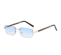 HPIRME Randlose Sonnenbrille Damen Herren Vintage Rechteck UV400 Autofahren Brille Rahmenlos Farbverlauf (blau)