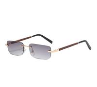 HPIRME Randlose Sonnenbrille Damen Herren Vintage Rechteck UV400 Autofahren Brille Rahmenlose Farbverlaufsbrille (schwarz)