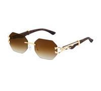 HPIRME Randlose Sonnenbrille, rechteckig, für Damen und Herren, kleine quadratische Sonnenbrille, für Reisen, Sonnenschutz, rahmenlose Sonnenbrille, C3, Einheitsgröße