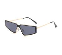 HPIRME Rechteckige Brille mit Metallrahmen für Damen und Herren, Vintage-Steampunk-Sonnenbrille, UV400 (Goldschwarz)