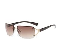 HPIRME rechteckige damensonnenbrille punk diamant sonnenbrille damen UV brille 400,braun,einheitsgröße