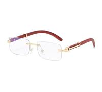 HPIRME Rechteckige randlose Sonnenbrille für Damen, quadratisch, Vintage-Brille, Retro-Sonnenbrille mit Holzrahmen und Farbverlauf, UV400, Anti-Blaulicht-Linse, Einheitsgröße