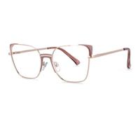 HPIRME Rechteckige Sonnenbrille mit Katzenaugen-Design, Metallrahmen, Damenmode (Braun)
