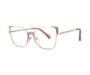 HPIRME Rechteckige Sonnenbrille mit Katzenaugen-Design, Metallrahmen, Damenmode (Braun)