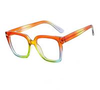 HPIRME Regenbogen-Quadrat-Licht-Brillengestell für Damen, Vintage, übergroß, bunt, klar, Brillen, 5, Einheitsgröße
