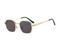 HPIRME Retro-Brille für Damen, modische Farbverlaufsgläser, Metallrahmen, mehrfarbig, Punk, UV400 (Gold-Schwarz)