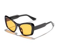 HPIRME Retro-Brille für Damen und Herren, modische Damen-Outdoor-Sonnenbrille, UV400 (Schwarz-Gelb)