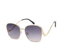 HPIRME Retro Damen-Übergröße Brille Gold Gebogener Metallrahmen Blütenblatt Luxus UV400 Gläser (C1)