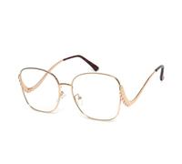 HPIRME Retro-Damenbrille im Oversize-Stil, goldfarbenes Metallgestell mit gebogenen Kanten, luxuriöse UV400-Töne (C6)