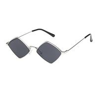 HPIRME Retro-Legierungs-Sonnenbrille, kleine Rhombus-Sonnenbrille, Damen-Sonnenbrille, Metallrahmen, Ozeanfarbe, Spiegel, Retro-Schwarz, C4-Farbton, Einheitsgröße
