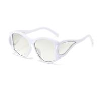 HPIRME Retro-Ovalbrille für Damen, Punk-Mode, Outdoor-Sonnenbrille UV400 (Weiß/Silber)