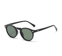 HPIRME Retro-Polarisationsbrille für Damen und Herren, modisch, klein, rund, Vintage-Stil (C7-Schwarz-Grün)