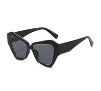 HPIRME Retro-Polygon-Cat-Eye-Sonnenbrille für Damen, UV400-Schutz, modischer Farbverlauf für Herren (Schwarz-Grau)