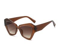 HPIRME Retro-Polygon-Cat-Eye-Sonnenbrille für Damen, UV400-Schutz, modischer Farbverlauf für Herren (Brauner Tee-Farbverlauf)