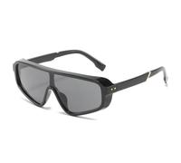 HPIRME Retro-Punk-Brille für Damen und Herren, modische einteilige Fahrbrille, UV-Schutz 400 (Schwarz/Grau)