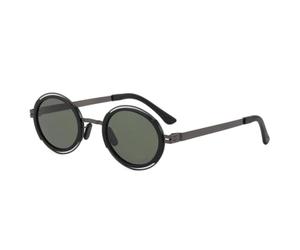 HPIRME Retro Punk Polarisierte runde Herren-Sonnenbrille mit UV400-Schutz, modisch für Damen und Outdoor-Sportarten (Schwarz, Gunmetal, Dunkelgrün)