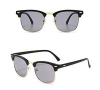 HPIRME Retro Rivet Sonnenbrille Damen Halbrahmen Metall Reflektierende Sonnenbrille Weiblich Männlich Brillen, SchwarzGold,Grau,Einheitsgröße