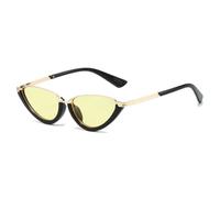 HPIRME Retro-Sonnenbrille für Damen, kleine Cat-Eye-Sonnenbrille, modisch, klare Ozean-Gläser, UV400-Schutz, Herren-Punk-Farbverlauf (Schwarz-Goldgelb)