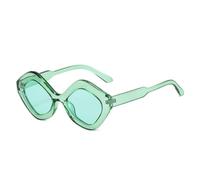 HPIRME Retro-Sonnenbrille im Cat-Eye-Stil mit unregelmäßigem Polygonmuster, Damen- und Herren-Sonnenbrille mit UV-Schutz 400 (Grün)