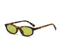 HPIRME Retro-Sonnenbrille im kleinen Cat-Eye-Stil für Damen, UV400-Schutz, modisch für Herren (Leopardengrün)