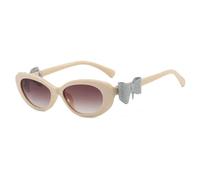 HPIRME Retro-Sonnenbrille mit Schleifenverzierung, klein, oval, Damen, UV400 (Beige-Tee-Verlauf)