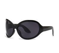 HPIRME Retro übergroße ovale Sonnenbrille für Damen Herren Brille Brille Damen Shades UV400 Brillen, Schwarz Schwarz, Einheitsgröße