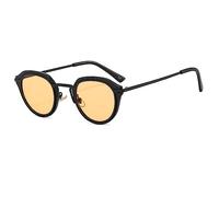 Runde Sonnenbrille Damen Leopard Sonnenbrille Vintage Ocean Lens Sonnenglas Herren Brillen UV400 Farbverlauf, Schwarz Gelb, Einheitsgröße
