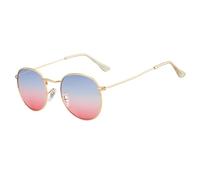 HPIRME Sonnenbrille aus Metall im Vintage-Stil für Herren und Damen, rund, mit Farbverlauf, Sonnenschutz, 3, Einheitsgröße