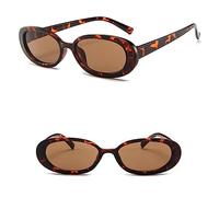 HPIRME Sonnenbrille mit ovalem Rahmen, Kuhfarbe, Sonnenschutz, Brille, kleine Damenbrille, Leoparden-Tee, Einheitsgröße