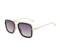 HPIRME Steampunk-Herren-Sonnenbrille, quadratisch, Sonnenbrille, Vintage-Metallbrille, Sonnenbrille, UV400, männlich, C1, Goldgrau, Einheitsgröße