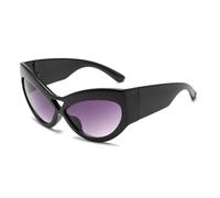 HPIRME Stilvolle Cat-Eye-Brille für Damen mit großem Rahmen, breiten Beinen und farbigen Gläsern (grau verlaufend).