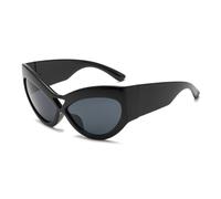 HPIRME Stilvolle Cat-Eye-Brille für Damen mit großem Rahmen, weitem Bein, großem Rahmen und farbigen Gläsern (schwarz).