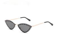HPIRME Triangle Cat Eye Sonnenbrille Alloy Randless Crystal Shiny Sun Glasses Female Shades, goldgrau, Einheitsgröße