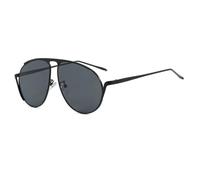 HPIRME Übergroße Brille für Damen, modischer Metallrahmen, weibliche Outdoor-Sonnenbrille, UV400 (Schwarz-Schwarz)