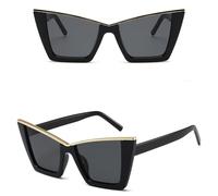 HPIRME Übergroße Cateye-Sonnenbrille für Damen, Brillen für Damen/Herren, Retro-Cat-Eye-Brille für Damen, Uv400, Schwarz, Grau, Einheitsgröße