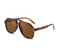 HPIRME Übergroße Herrenbrille mit Doppelsteg, Vintage-Nieten, Damenbrille im Punk-Stil (Leopardenmuster)